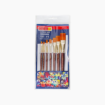 Camlin Kokuyo Paint Brush Series 67 &Series 66- Round&Flat Synthetic Gold, Set of 7 by Anmol Art & Frames