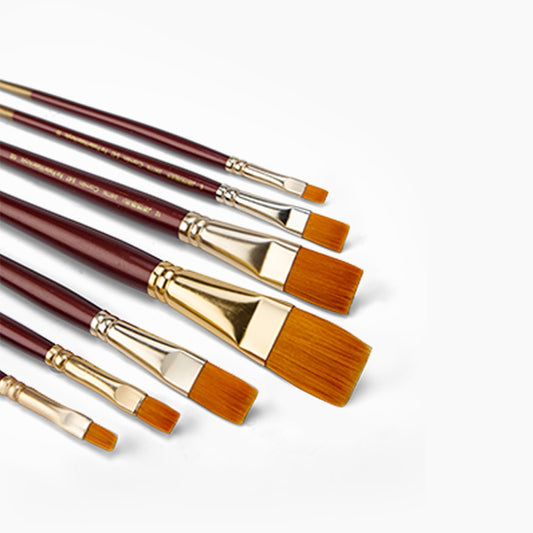 Camlin Kokuyo Paint Brush Series 67 &Series 66- Round&Flat Synthetic Gold, Set of 7 by Anmol Art & Frames