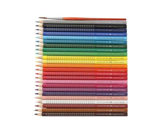 Faber Castell 24 Colour Grip + Brush Watercolour Pencils