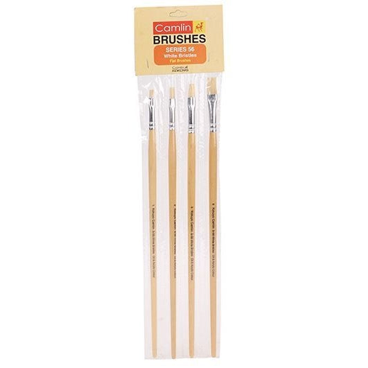 Camlin White Bristle Flat Brush - Pack of 4 (SR 56)