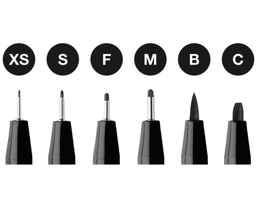 Faber-Castell Pitt Artist Pen Set Of 6 Pitt Pens Black (XS,S,F,M,B,C)