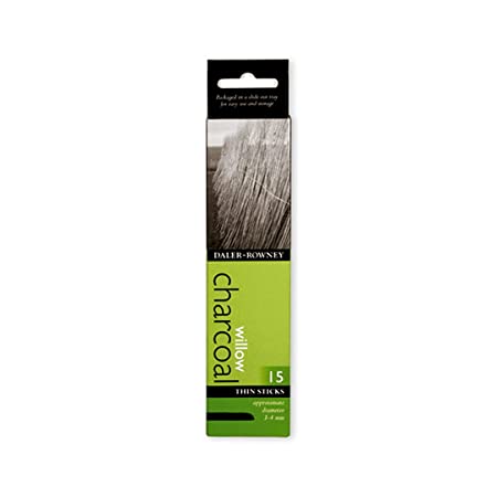 Daler Rowney Willow Charcoal Thin Sticks-Black,15 Pieces