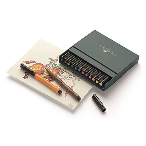 Faber-Castell 12 Pitt Artist Pens Brush Assorted Set Studio Box of 12 Colours.