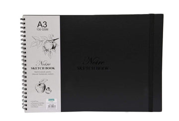 Scholar Noire Sketch Book (A3) (130 GSM Natural Shade Cartridge Paper) (Wiro Bound + Elastic Closure)