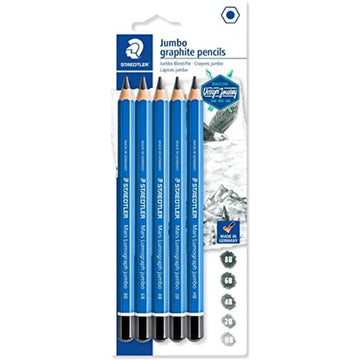 Staedtler Mars Lumograph Jumbo Degree Blister Pencil of 5 Degrees - HB, 3B, 4B, 6B & 8B (Pack of 5)