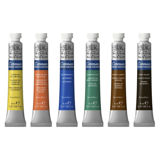 Winsor & Newton Cotman Water Colour Tubes- 8 ml (Viridian) Set of 6. Multi Finish