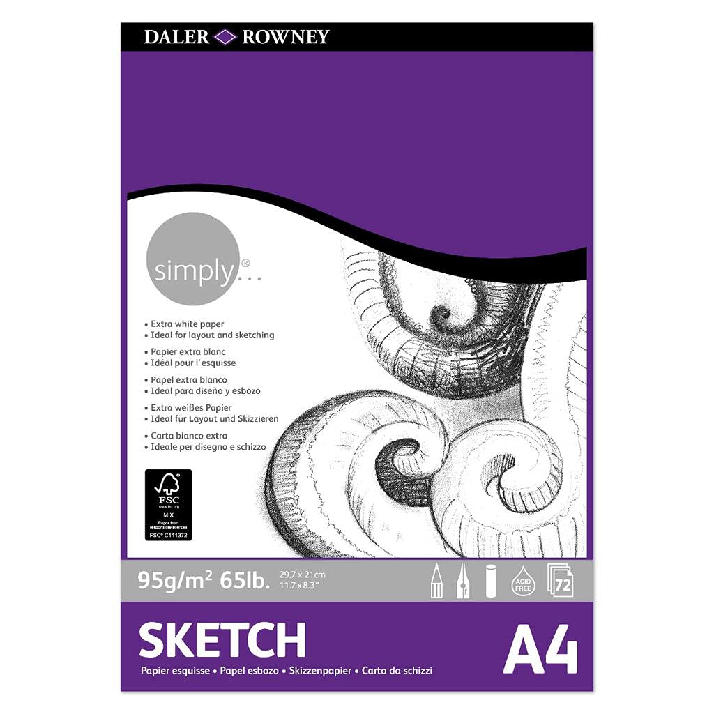 Daler Rowney Simply Sketching Paper Pad (95 GSM, A4, 72 Sheets)
