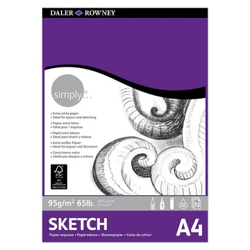Daler Rowney Simply Sketching Paper Pad (95 GSM, A4, 72 Sheets)