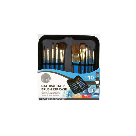 Daler Rowney Simply Watercolour Natural Hair Brush Zip Case (10Pc) (The Art of Giving)