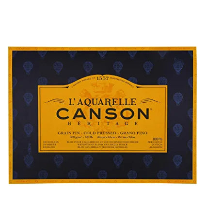 Canson Heritage Cotton 300 GSM Cold Pressed 46 x 61 cm Paper Block(White, 20 Sheets)