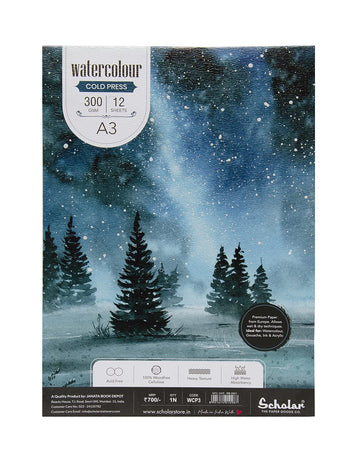 Scholar Watercolor Pad (Glue Bound) (300 GSM Cold Pressed Special Watercolour Paper) (A3)