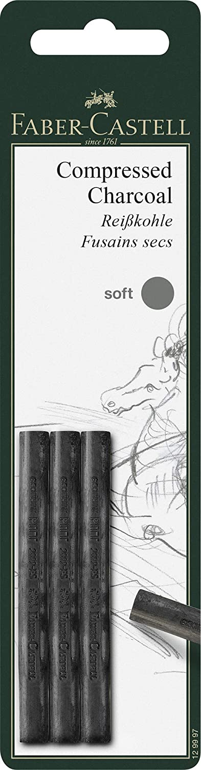 Faber-Castell Soft Pitt Charcoal Stick Set - Pack of 3