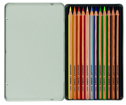 LYRA GERMANY Graduate Colour Pencil Set with Metal Case (Assorted, Pack of 12)