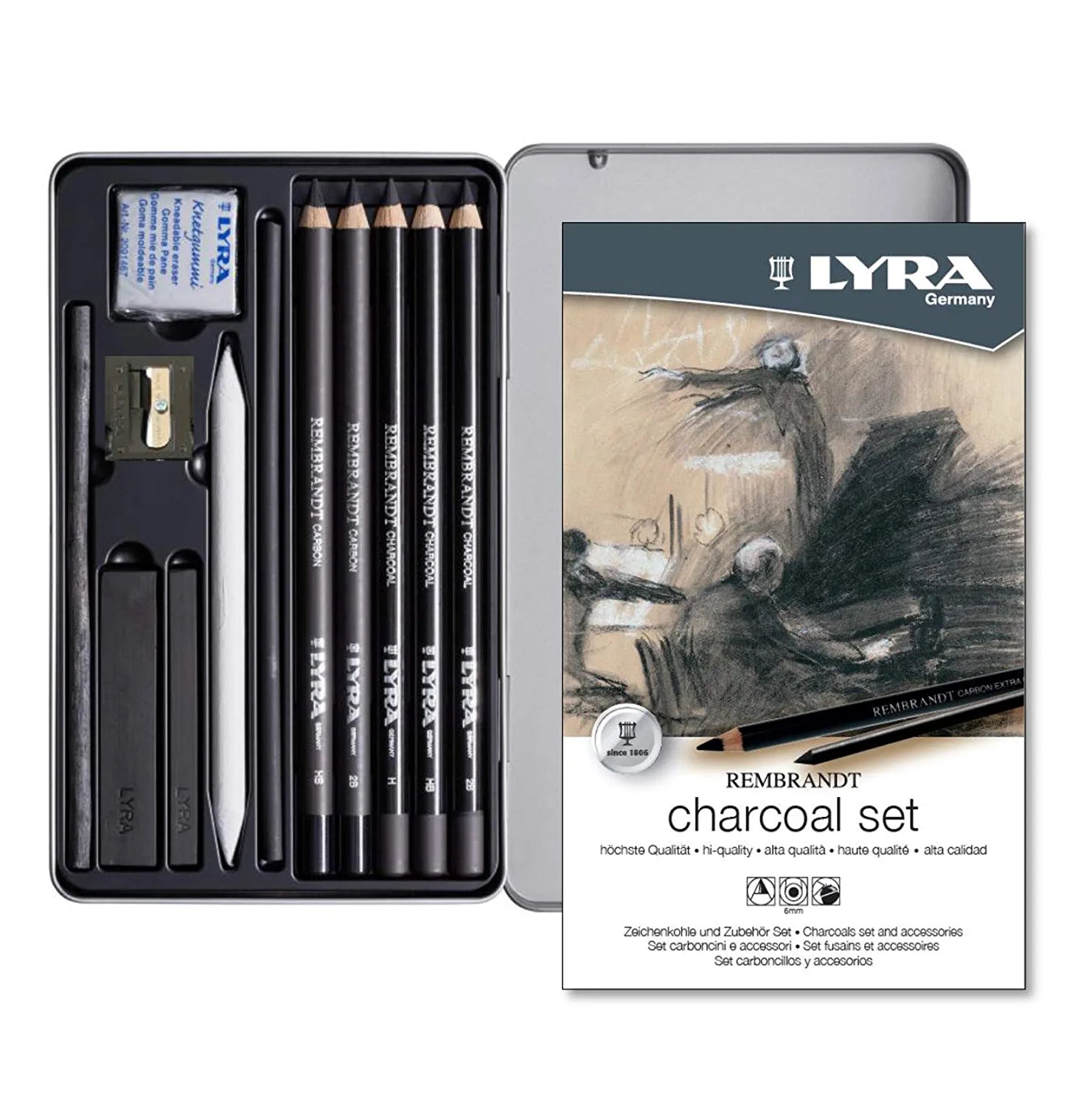 lyra charcoal set 11 pcs metal box (2051112)- Multi color