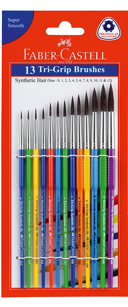 Faber-Castell Tri-Grip Brush - Round, Pack of 13 (Assorted)