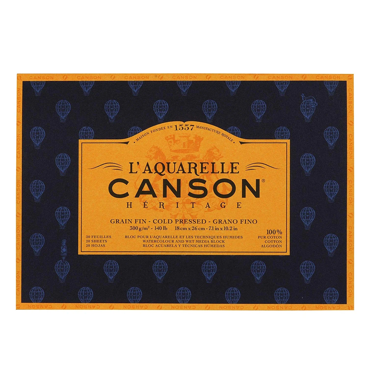 Canson Héritage Cotton 300 GSM Cold Pressed 18 x 26 cm Paper Block(White, 20 Sheets)