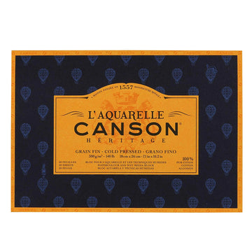 Canson Héritage Cotton 300 GSM Cold Pressed 18 x 26 cm Paper Block(White, 20 Sheets)