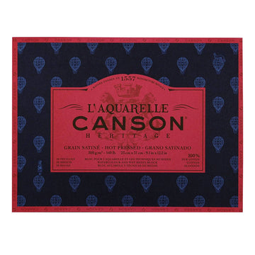Canson Heritage Watercolour Block - 20 Sheets - 300gsm - 9" x 12" (23 x 31cm) - HOT Press, White (100720007)