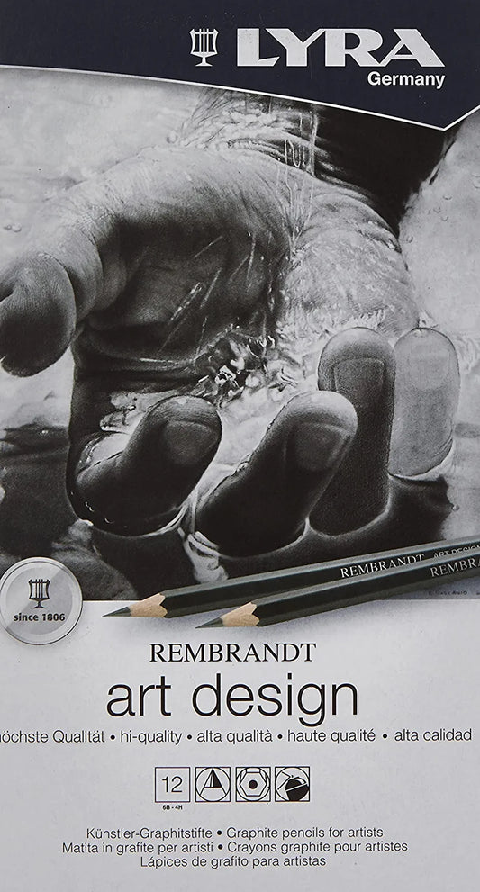 Lyra Rembrandt Art Design Graphite Pencils Set With Metal Case | Perfect For Beginners, Professionals & Artists | Ideal For Sketching, Painting, Drawing & Shading | Black, Pack of 12