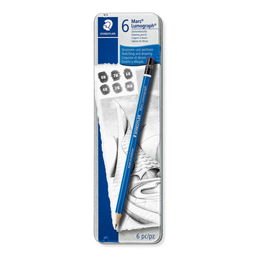 Staedtler Mars Lumograph 100G6 Soft Grades 8B-HB Pencil (Tin Of 6)