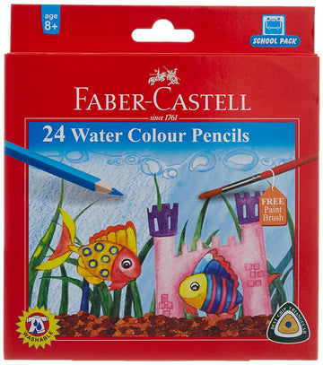 Faber-Castell Water Color Pencils with Paint Brush - Pack of 24 (Assorted)