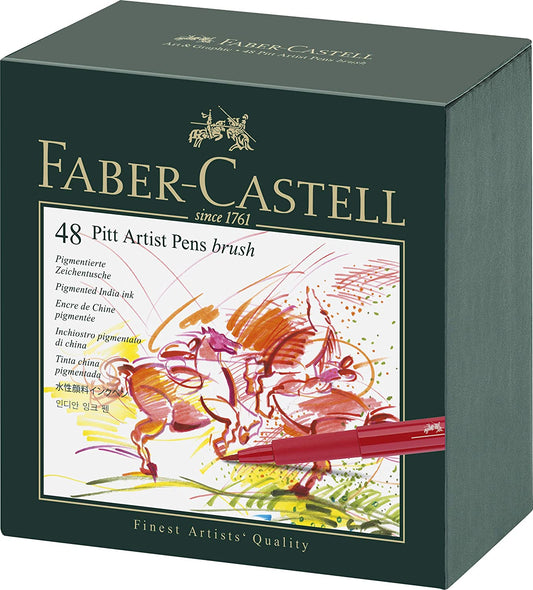 Faber Castell Pitt Artist Color Pen Brush Set - Pack of 48, B