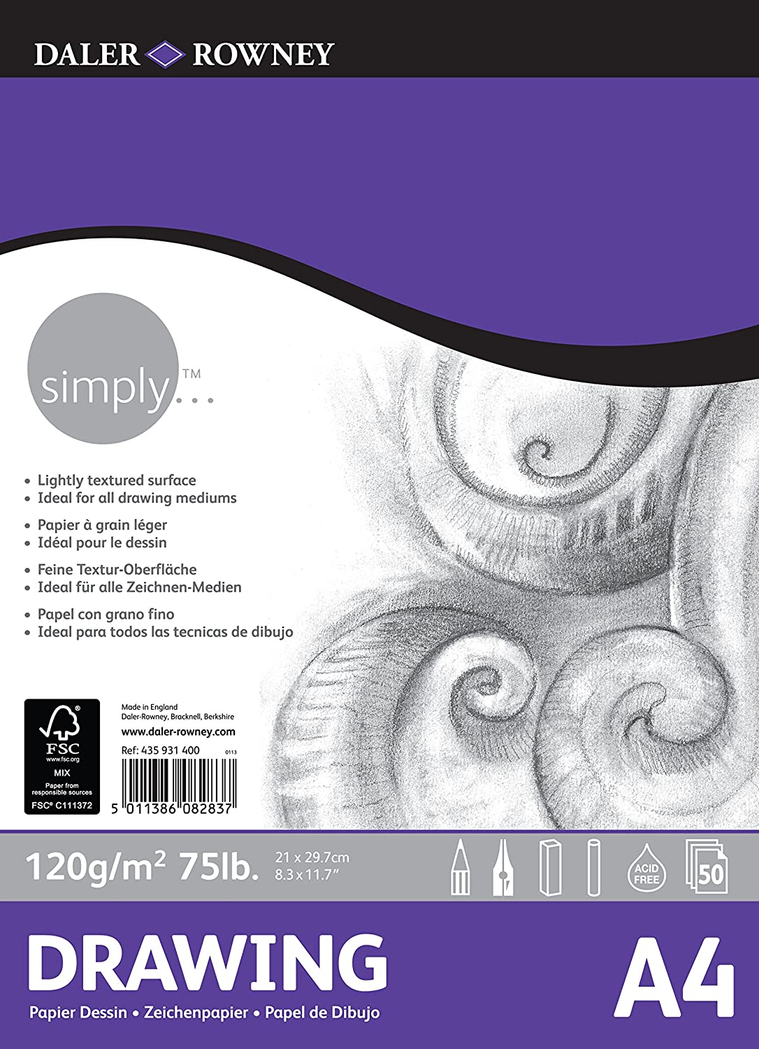 Daler Rowney Simply Drawing Pd A4 120g 50sh