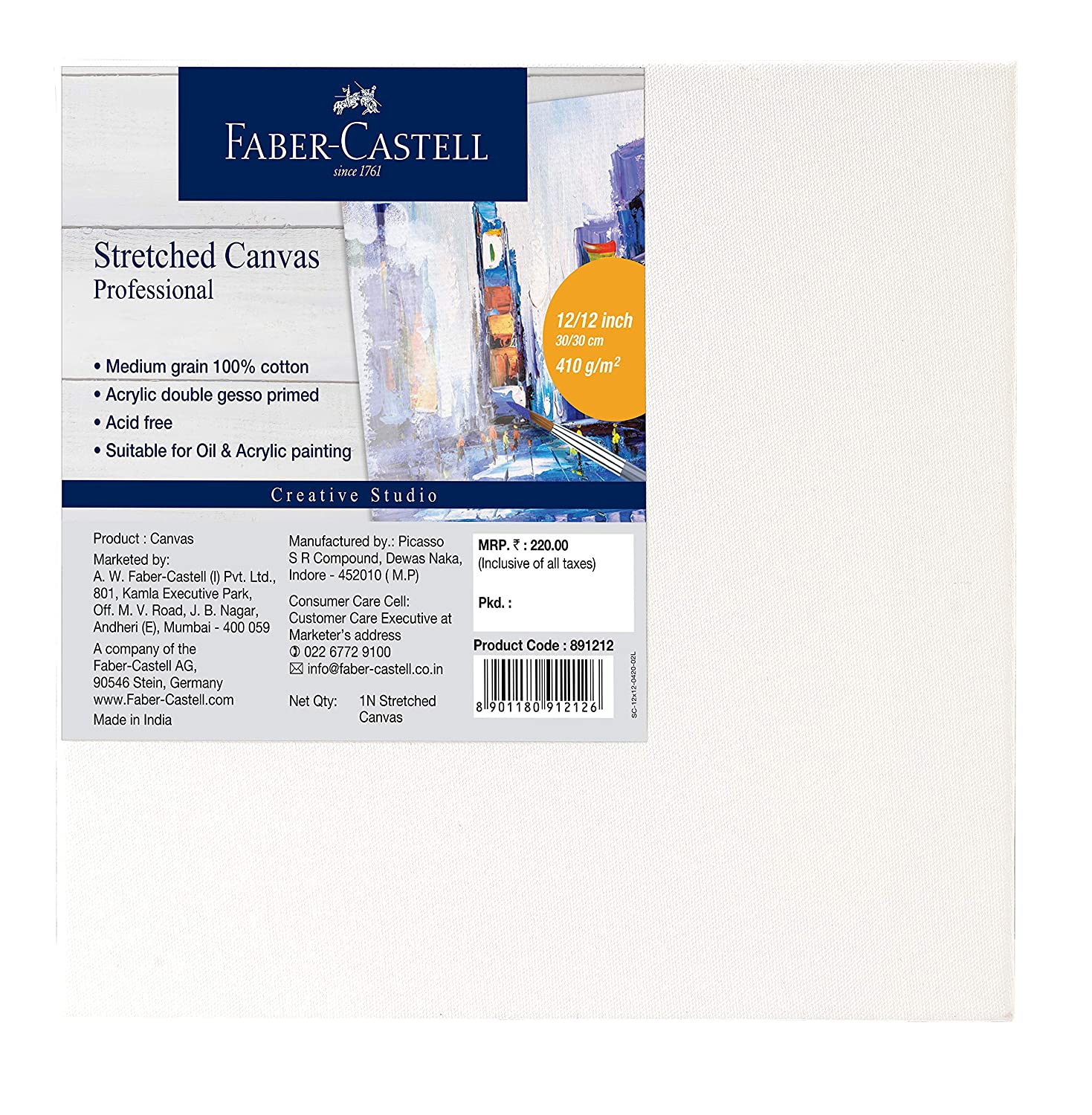 Faber-Castell 891212 Art Stretched Canvas Board