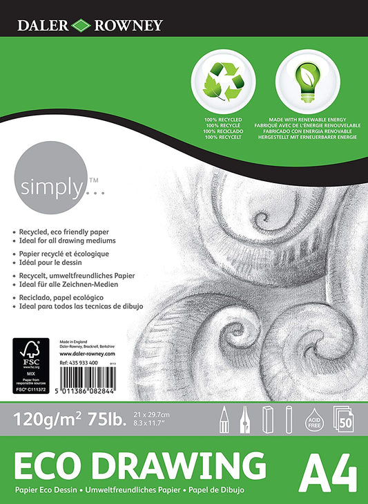 Daler Rowney Simply Eco Drawing Pad A4 120G 50SH