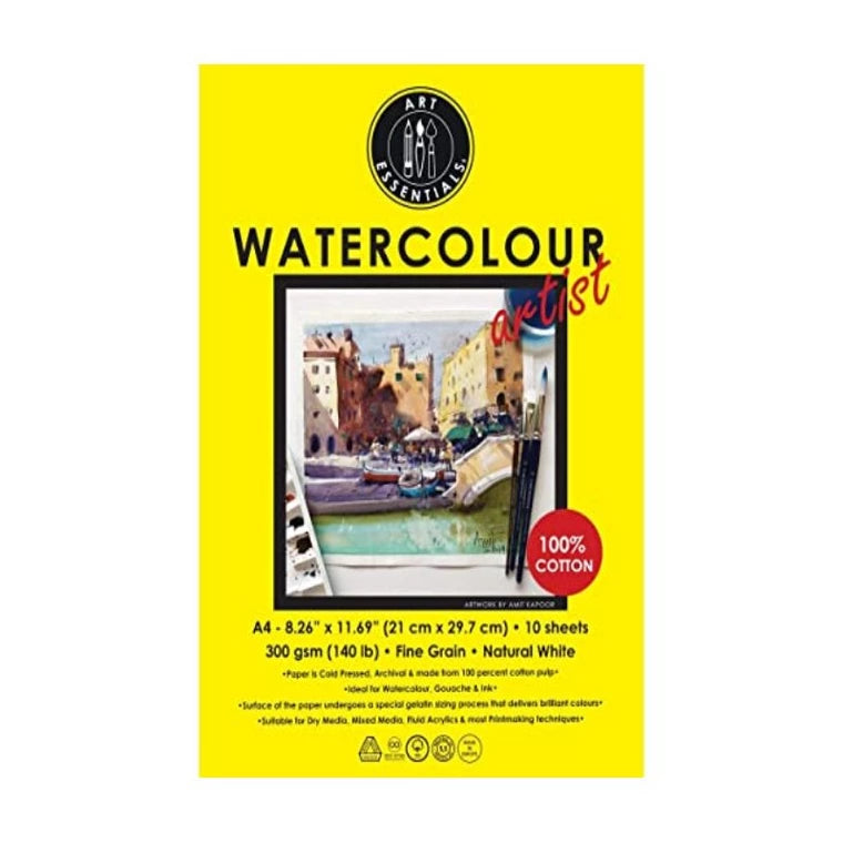 ART ESSENTIALS ARCYLIC ARTIST A4 NATURAL WHITE FINE GRAIN 360 GSM
