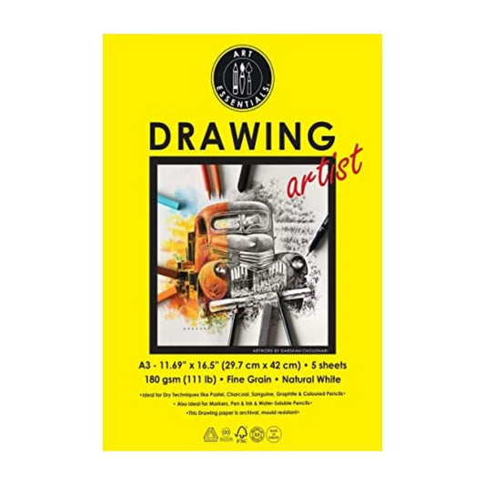 Art Essentials Drawing Artist A3 Natural White Fine Grain 180 GSM Paper