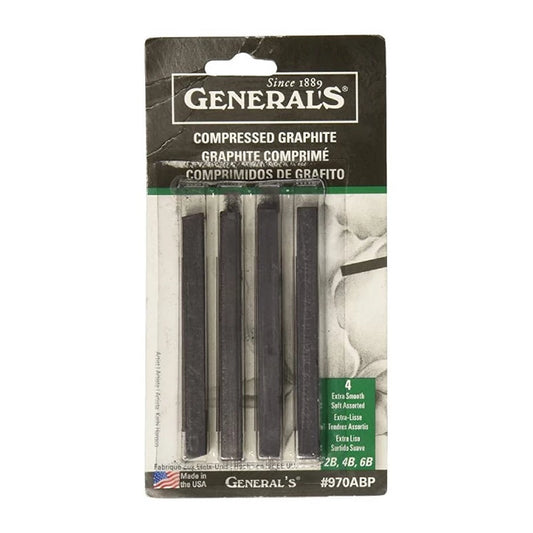 Compressed Graphite Sticks 4/Pkg-Black - Assorted