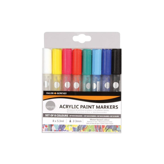 Daler Rowney - Simply Acrylic Paint Markers - Assorted Pack of 8 colours