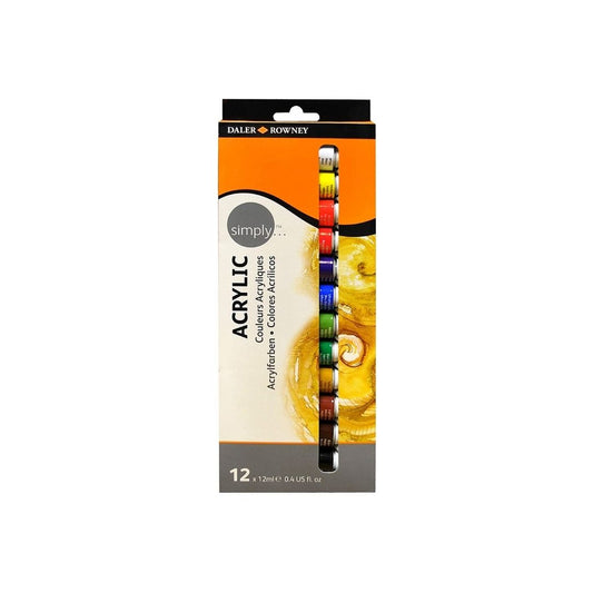 Daler Rowney- Daler Simply Acrylic Set of 12 x 12ml Tubes