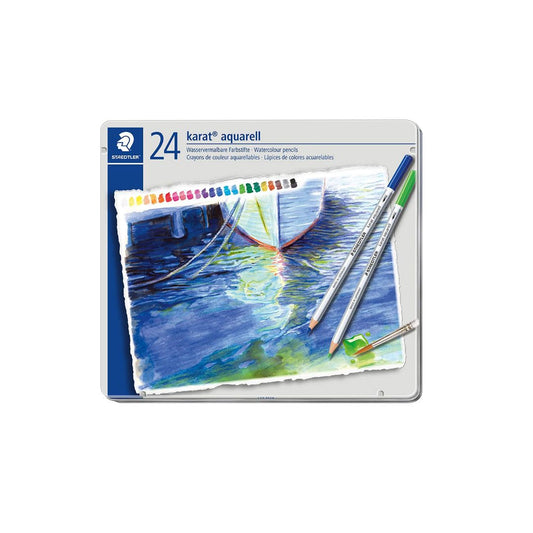 Staedtler Karat Aquarell Premium Watercolor Pencils, Set of 24 Shades
