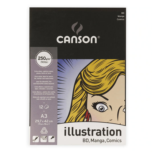 Canson Illustration Pads glued on short side 250GSM A3 1 pc