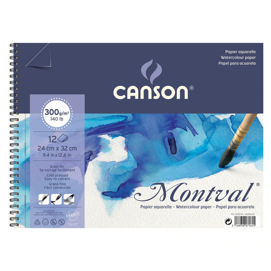 Canson Montval Albums Spiral Bound On Short Side Cold pressed 300 GSM 24x32cm 1 pc