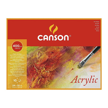 Canson Acrylic 24x32cm 400 GSM Painting Paper, Block of 10 Sheets - Artoodlesstore