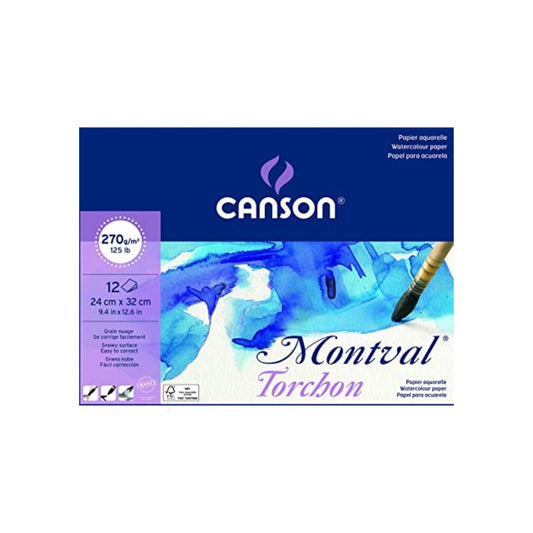 Canson Montval 24x32cm 270 GSM Watercolour Paper (Pad of 12 Sheets)