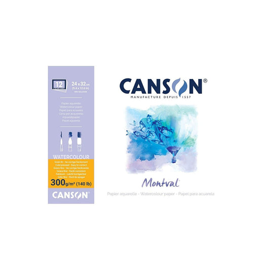 Canson Montval 300 GSM 24cm x 32cm  Paper Block of 12 Sheets