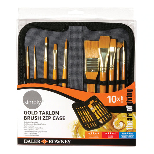 Daler-Rowney Simply Acrylic Golden Taklon 10 Brush Zip Case