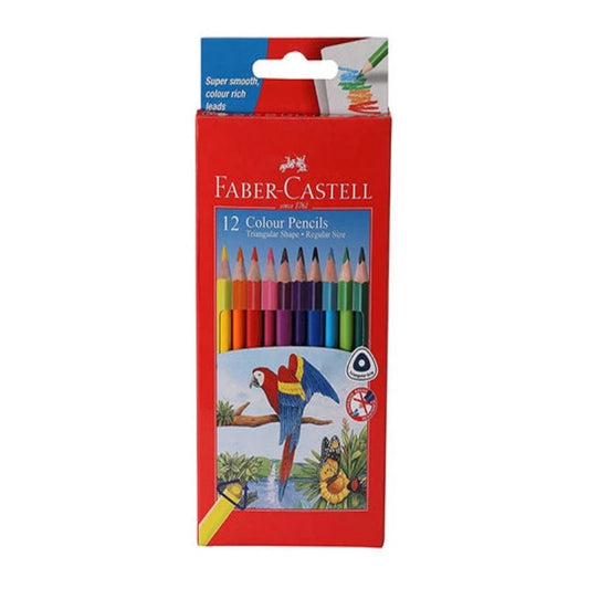 Faber Castell Triangular Colour Pencils - Pack of 12 (Assorted)