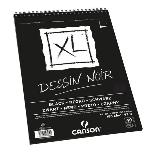 Canson XL Black Albums Spiral Bound On The Short Side Deep Black 150 GSM 29.7x42cm