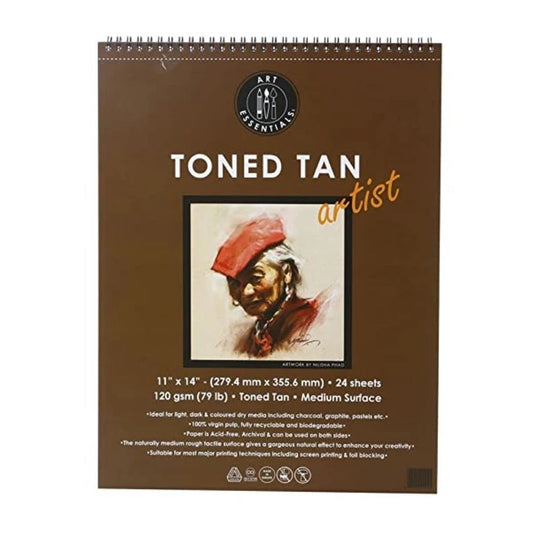 Art Essentials Toned Sketch Artist Warm Tan Medium Surface 120 GSM Paper, Album of 24 Sheets