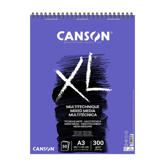 Canson XL Mix-Media 300 GSM Medium Grain A3 Paper Spiral Pad