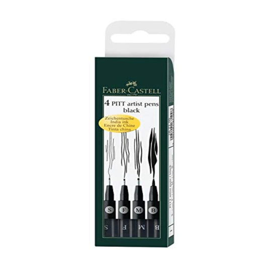 Pitt Artist Faber Castell 4 Pitt Artist Pens Black (Set Of 4) Assorted