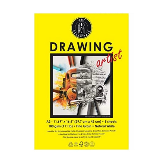 Art Essentials Drawing Artist A3 Natural White Fine Grain 180 GSM Paper