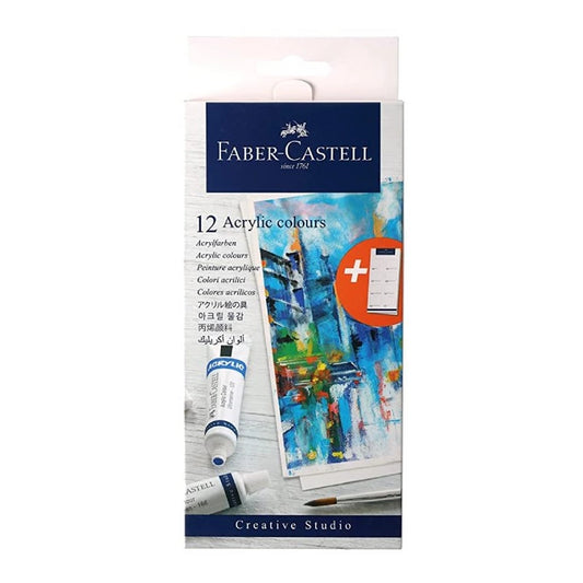 Faber-Castell 379012 Student Acrylic Colour Set - Pack of 12 (12 x 9 ml)