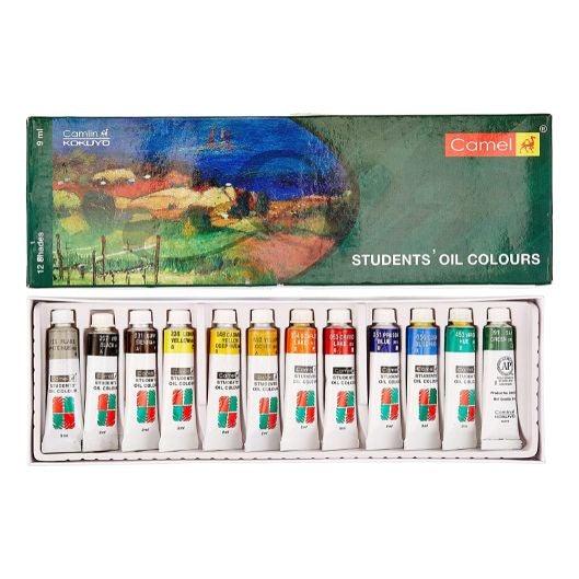 Camel Student Oil Color Box - 9ml Tubes, 12 Shades