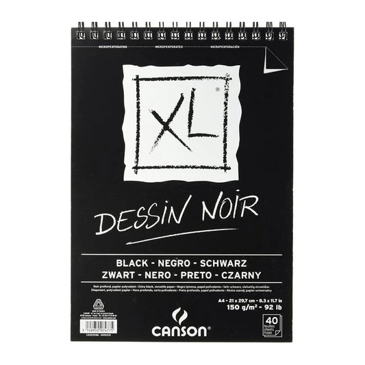 Canson Xl Sketch Pad Design Noir, Slightly Grained 150 G/M 40 Sheets, Black 210 x 309 mm Black